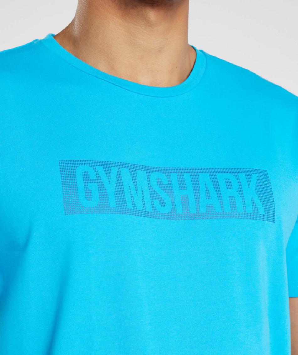 T Shirts Męskie Gymshark Block Ciemny Szare Niebieskie | PL 3795DFM